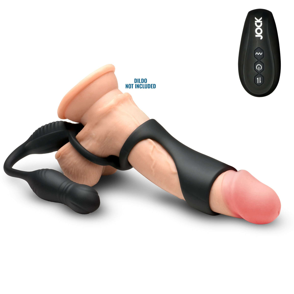 Jock Hype Max Thrusting Vibrating Anal Plug C-Ring with remote, designed for prostate and perineum stimulation.
