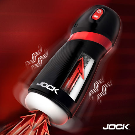 Jock BLAST Sucking & Vibrating Masturbator with automatic stroking and suction features.