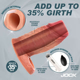 Jock Silicone Penis Enhancer with Ball Strap Light showcasing smooth interior and textured exterior, adds up to 35% girth.