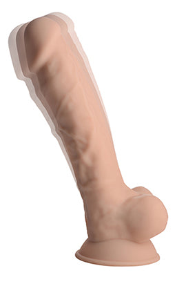Fleshstixxx 8 Inch Vibrating Dildo with Balls Beige, bendable silicone dildo with realistic details.