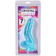 Crystal Jellies Curved Realistic Cock With Balls 7 Inch Teal packaging showing the product design and features.