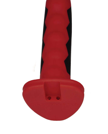 ElectraStim Silicone Fusion Komodo Electro Dildo Red Black with ridged design for enhanced stimulation.