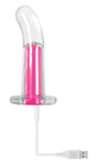 Gender X Pink Paradise Remote Control Vibrator Clear with USB charging cable and clear body design.