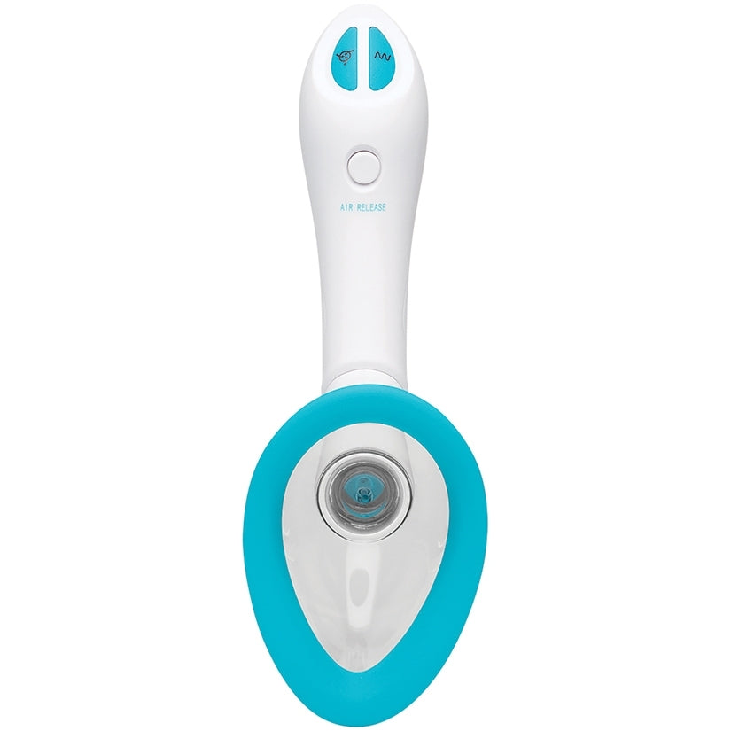 Bloom Rechargeable Intimate Body Pump Blue with suction and vibration control features