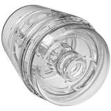 Main Squeeze Pop-off Optix Stroker Crystal in clear design showcasing transparent details and compact size.