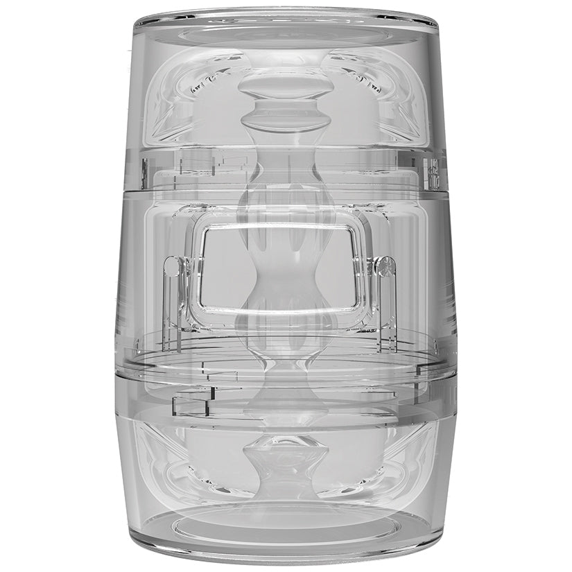 Main Squeeze Pop-off Optix Stroker Crystal, transparent stroker design, compact and visually appealing