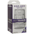 Main Squeeze Pop-off Optix Stroker Crystal packaging showcasing its transparent design and variable pressure features.