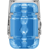 Main Squeeze Pop Off Optix Stroker Crystal Blue shown from the front with a clear and blue design.