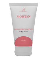 Intimate Enhancements Moisten Daily Vaginal Lotion 2 oz tube for soothing and hydrating intimate areas.