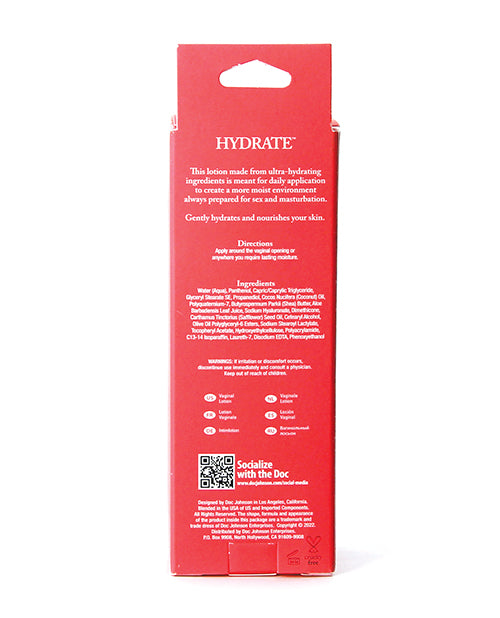 Intimate Enhancements Moisten Daily Vaginal Lotion 2 oz back label with hydration information and usage instructions