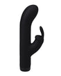 In A Bag Silicone Rechargeable Rabbit Vibrator Black on a white background, showcasing its sleek design and features.