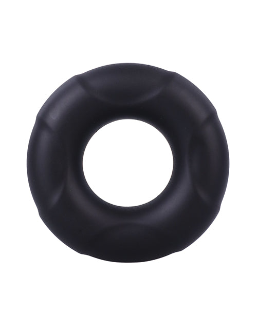 In A Bag Silicone Cock Ring Black, a thick black silicone ring designed for firmer erections and enhanced size.