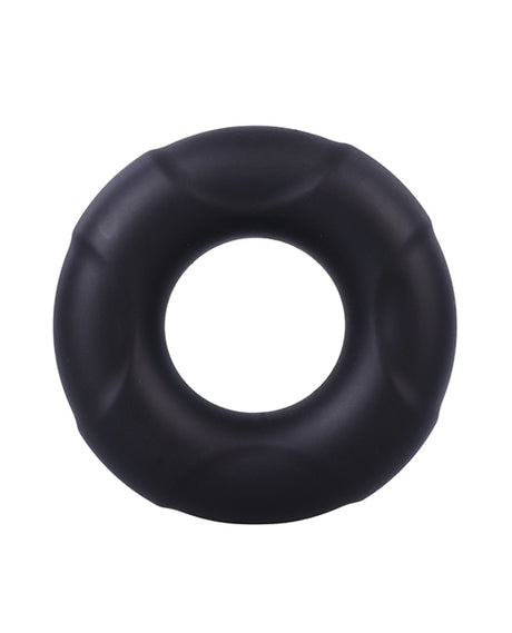 In A Bag Silicone Cock Ring Black, a thick black silicone ring designed for firmer erections and enhanced size.