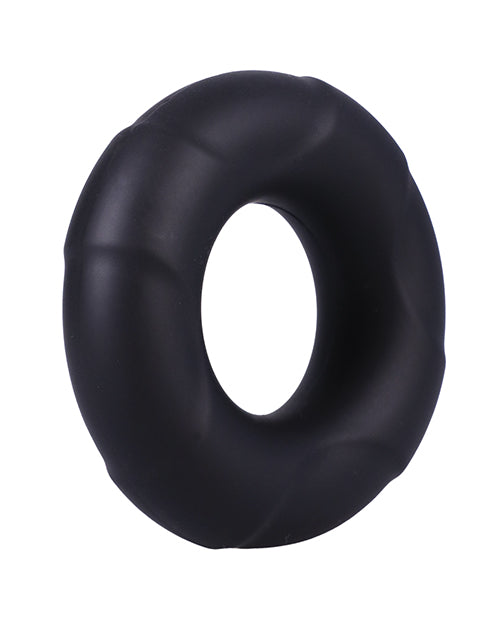 In A Bag Silicone Cock Ring Black, a thick, stretchy black silicone ring designed for enhanced erections and comfort.