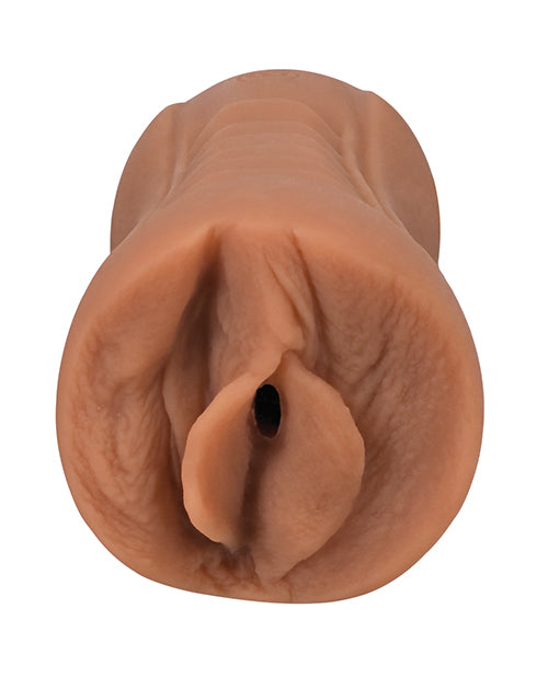 Signature Strokers ULTRASKYN Pocket Pussy Aidra Fox detailed view of the stroker's realistic opening.