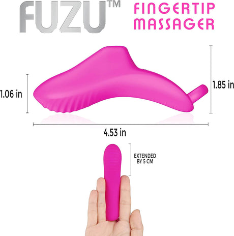 Fuzu Sensa Skin Activated Fingertip Vibe Pink dimensions and features showcasing its innovative design