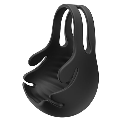Dorcel Fun Bag Testicle Vibrator, a sleek black vibrating stimulator for enhancing male pleasure.