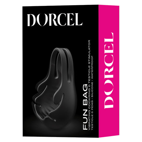 Dorcel Fun Bag Testicle Vibrator box featuring a sleek design and product information.