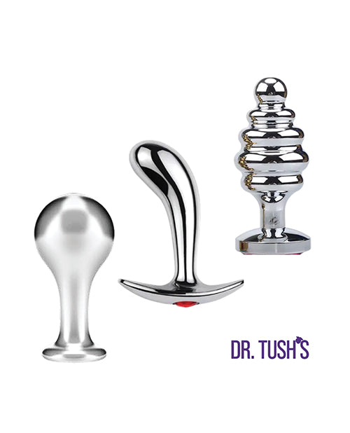 Dr Tush's Tools of Temptation Medium Anal Plug Set Metal - Image 2
