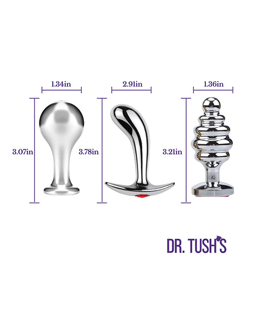 Dr Tush's Tools of Temptation Medium Anal Plug Set Metal - Image 3