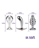 Dr Tush's Tools of Temptation Medium Anal Plug Set Metal - Image 3
