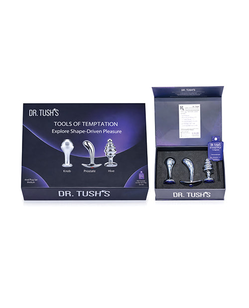 Dr Tush's Tools of Temptation Medium Anal Plug Set Metal - Image 4
