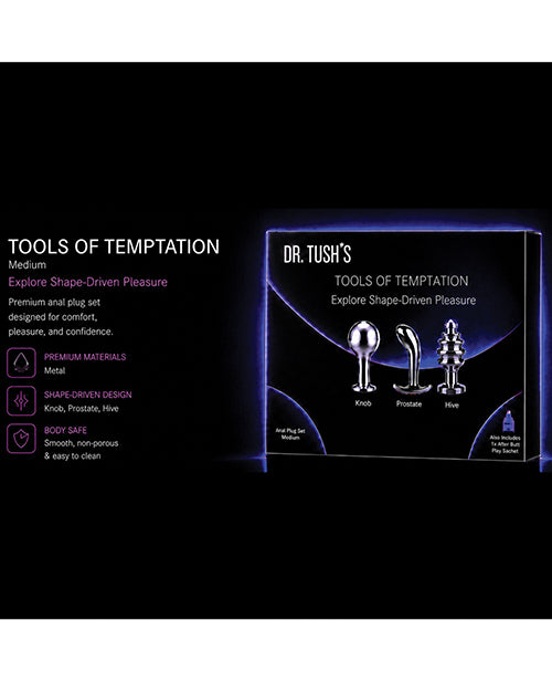 Dr Tush's Tools of Temptation Medium Anal Plug Set Metal - Image 5