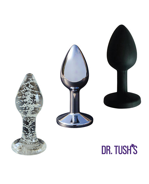 Dr Tush's First Step Anal Plug Set Glass Metal Silicone - Image 2