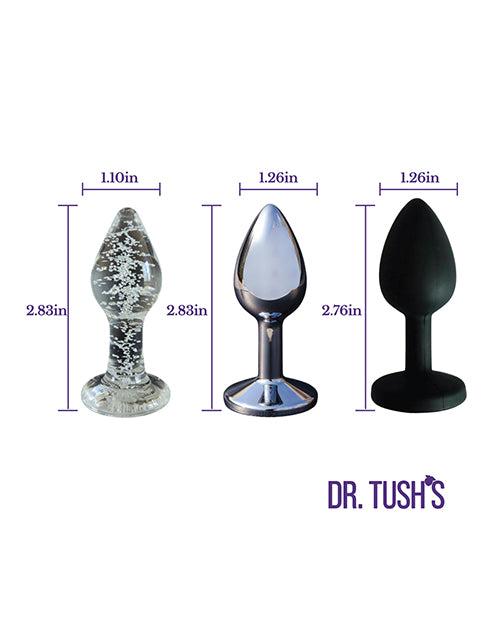 Dr Tush's First Step Anal Plug Set Glass Metal Silicone - Image 3