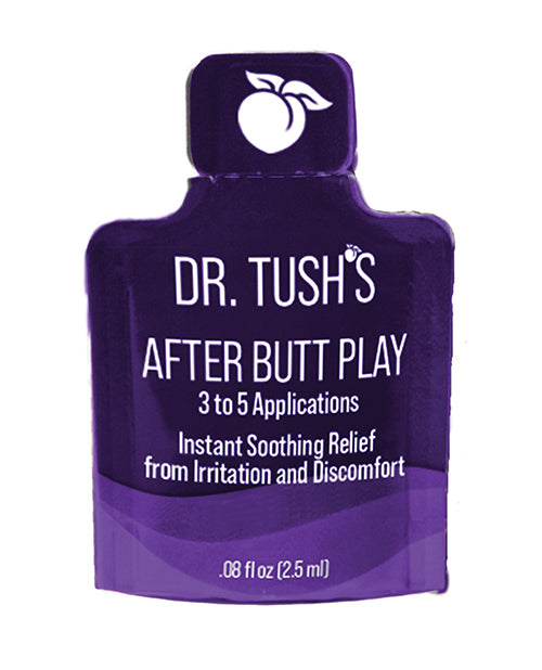 Dr Tushs After Butt Play Gel Sachet 2.5 ml Sachet packaging featuring a soothing aftercare gel for intimate use.