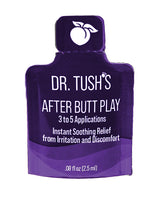 Dr Tushs After Butt Play Gel Sachet 2.5 ml Sachet packaging featuring a soothing aftercare gel for intimate use.