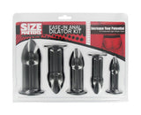 Size Matters Ease-In Anal Dilator Kit Black with five graduated pieces for comfortable training.