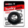 Oxballs Fit Bulge Hung-Style Cockring Black Fog on package showcasing design and branding.