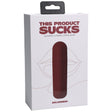 Packaging for This Product Sucks Sucking Clitoral Stimulator Red featuring a sleek design and branding.