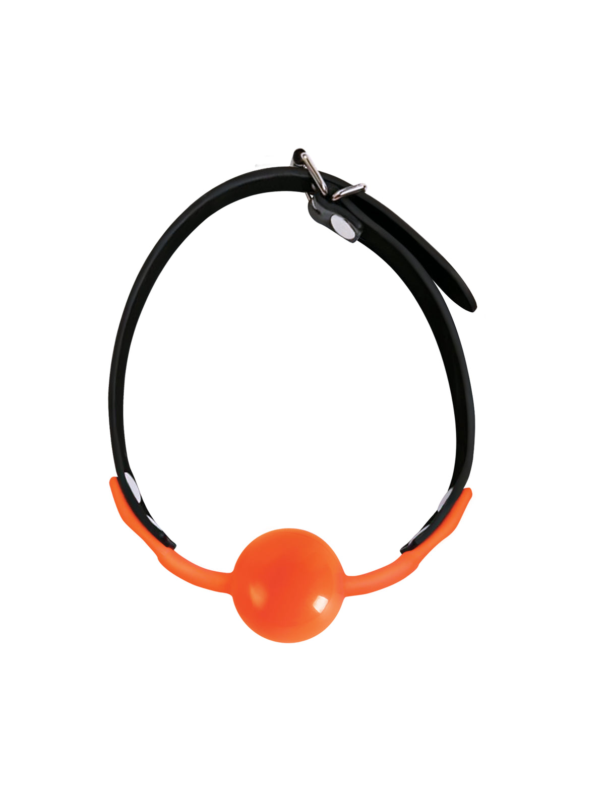 Orange Is the New Black Siligag Silicone Ball Gag with orange silicone ball and black straps for sensory play.