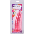 Crystal Jellies Realistic Cock 7 Inches Pink in packaging, featuring textured veins and a suction cup base.