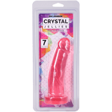 Crystal Jellies Realistic Cock 7 Inches Pink in packaging, featuring textured veins and a suction cup base.