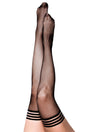 Kixies Sam Fishnet Thigh High Size C Black showcasing comfortable fishnet design with stay-put grip for all-day wear.