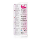 Back packaging of Jack Rabbit Thrusting Rotating Rabbit Vibrator Pink with product details and instructions.
