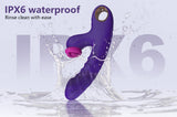 Sweet Heart Thrusting Tapping Vibrator showcased in a waterproof design, splashing water, highlighting easy cleaning.