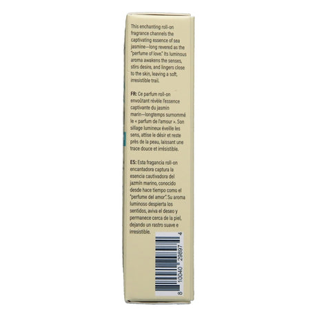 Earthly Body At Night Aphrodisiac Roll On Perfume Sea 0.34 Oz packaging side view highlighting its floral fragrance.