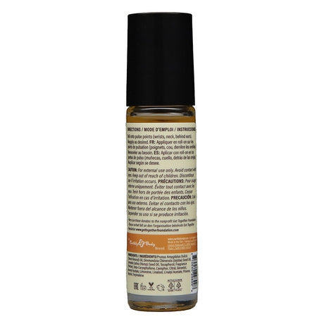 Earthly Body At Night Aphrodisiac Roll On Perfume Grape 0.34 Oz bottle with instructions on the label.