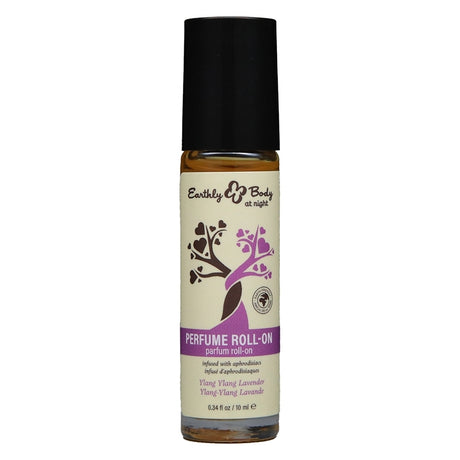 Earthly Body At Night Aphrodisiac Roll On Perfume Ylang 0.34 Oz in a sleek roll-on bottle with floral design.