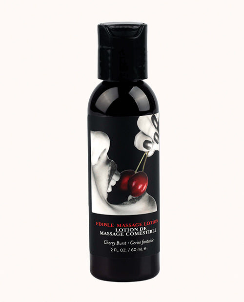Earthly Body Edible Massage Lotion Cherry 2oz bottle for sensual and moisturizing massage experiences.