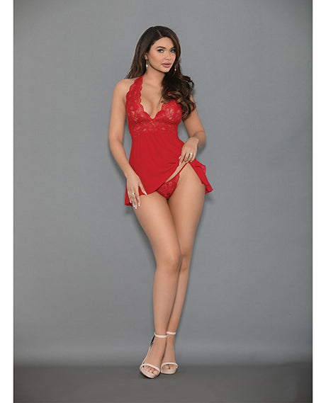 Euphoria Shorty Babydoll and Open Panty Red One Size