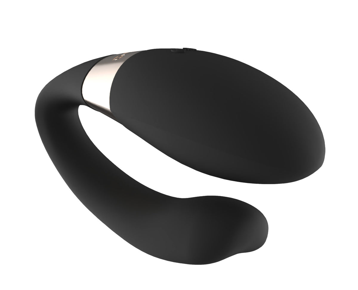 Lelo Tiani Harmony App Connected Couples Vibrator Black showcasing its sleek design and dual-motor functionality.