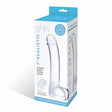Glas Realistic Curved Glass G Spot Dildo 7 inches packaged with luxury satin storage bag.