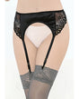 Escante Satin and Lace Garter Belt Black Small showcasing lace details and adjustable straps for a stylish look.
