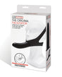 Lux Fetish The Original Facilitator Face Strap-On Black packaging showcasing secure fit and comfort features.