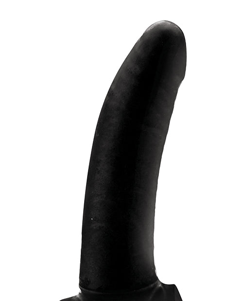 Lux Fetish The Original Facilitator Face Strap-On Black dildo with a curved design.